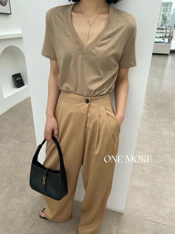 New year in early spring! [one more] basic versatile V-neck short sleeve T-shirt 22005# XYJ