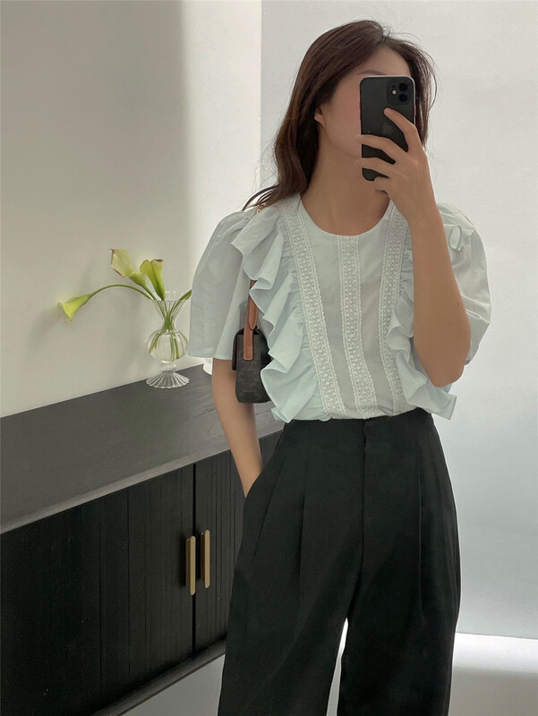 [clean space] minority design ruffled age reducing shirt 31828# CLS