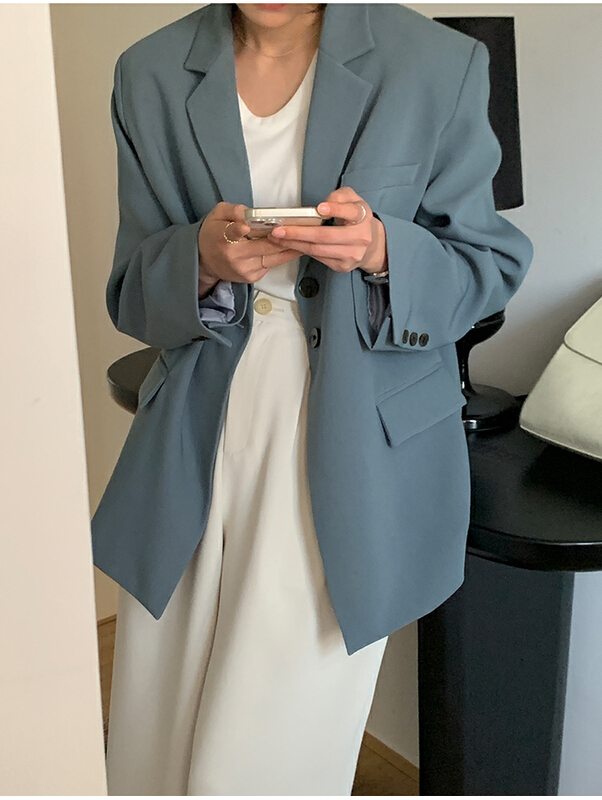 goods in stock! New year in early spring! [the mind] Korean style solid color versatile simple suit 60037# jhy