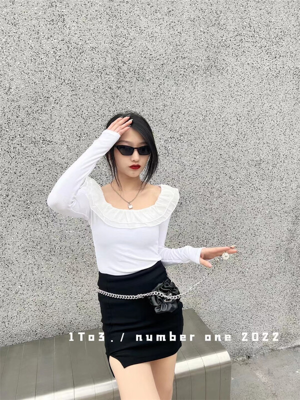 New year in early spring! [1to3] Korean Ruffle design short long sleeve T-shirt 8012# LSW