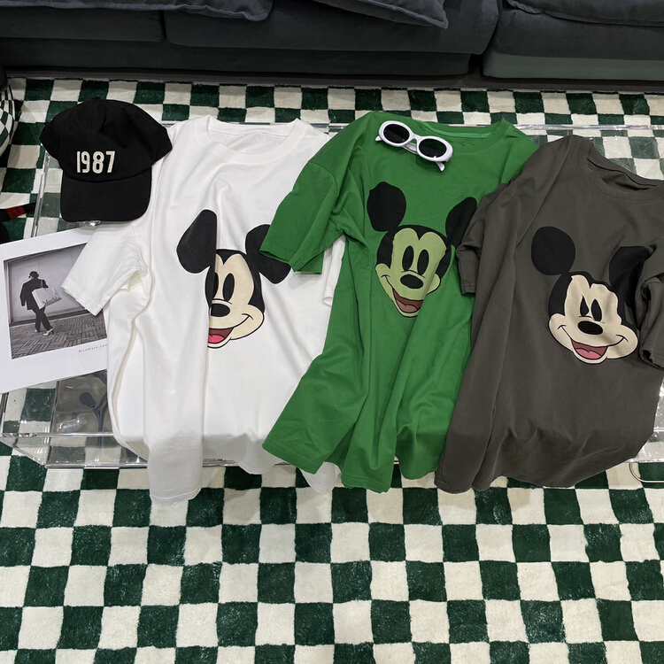 goods in stock! [bobo1972] Mickey print loose short sleeve T-shirt ay220689# ozq