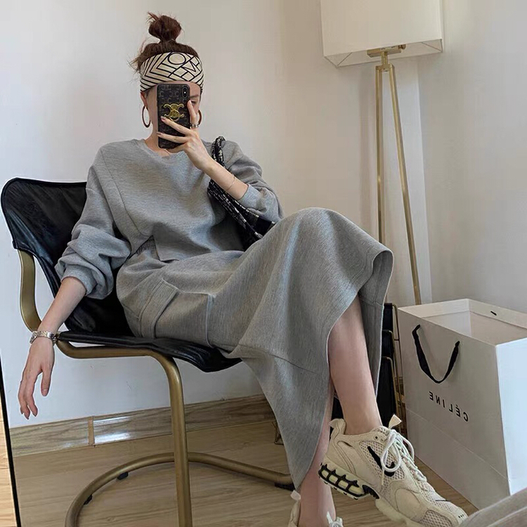 New year in early spring! [JH] round neck Pullover versatile sweater + slim skirt two piece suit 40964# PCZ