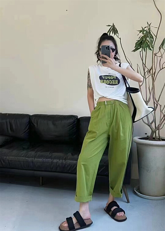 [. MS Buer] Korean Elastic Waist Wide Leg casual pants 2240# LSW