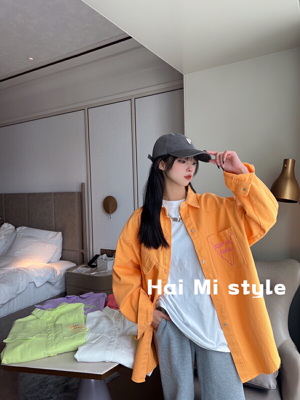goods in stock! New year in early spring! [Haimi] Korean casual and versatile letter embroidered shirt (excluding matching) ys1-1530# WTT