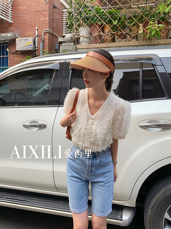 goods in stock! New in early summer! [aixili aisili] V-neck fashion single breasted blouse 6399# WPL