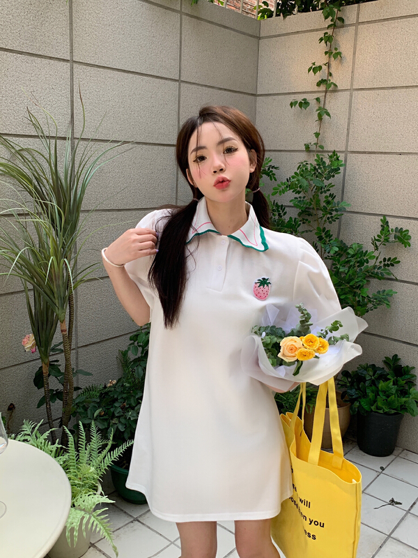 New in early summer! [dolly] bubble sleeve slim fashion dress 9911# LSW