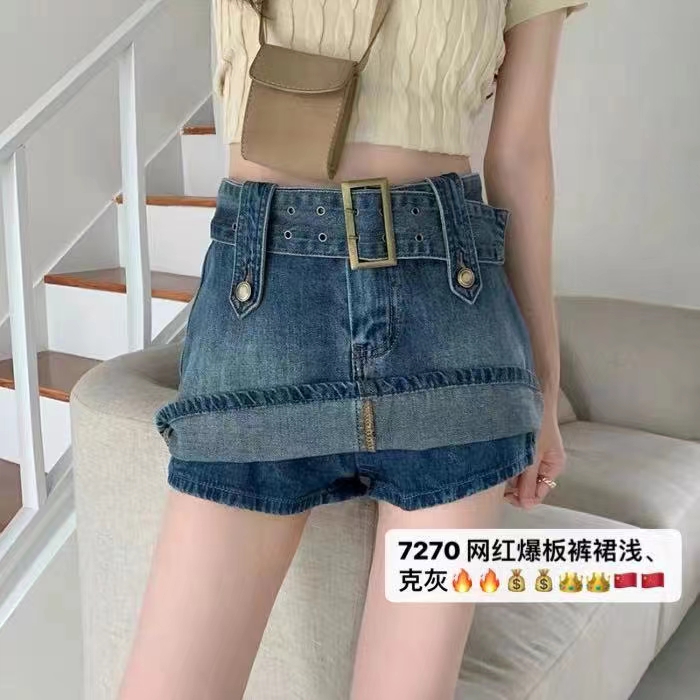 New year in early spring! [J-star] Korean style versatile denim skirt (with belt) 7270# WTT