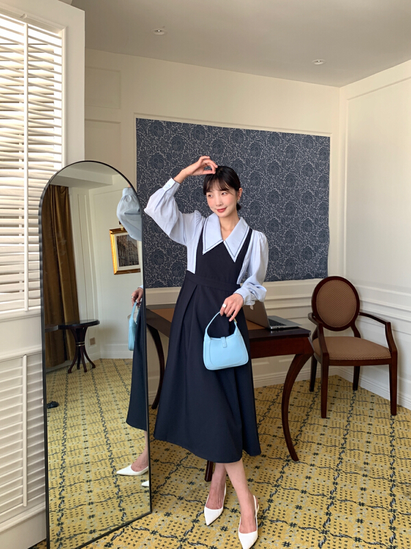 New year in early spring! [new open] New Korean college style patchwork dress hl22353# zxl