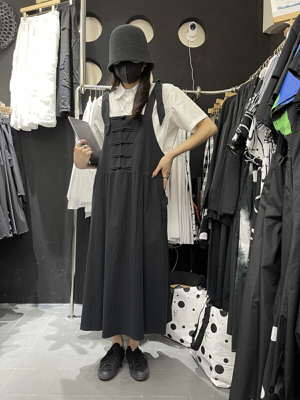 New in early summer! [size] national style sleeveless pleated strap skirt 3199# LSW