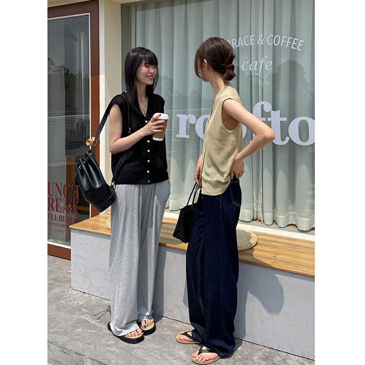 [clean space] elastic waist versatile solid casual pants y-27191\cls