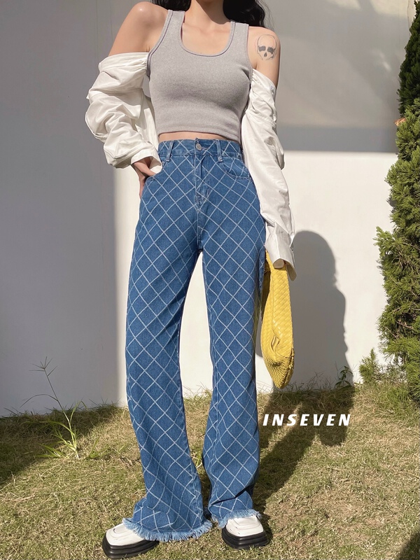 New year in early spring! [inseven] fashionable Plaid personalized versatile jeans n270# ozq