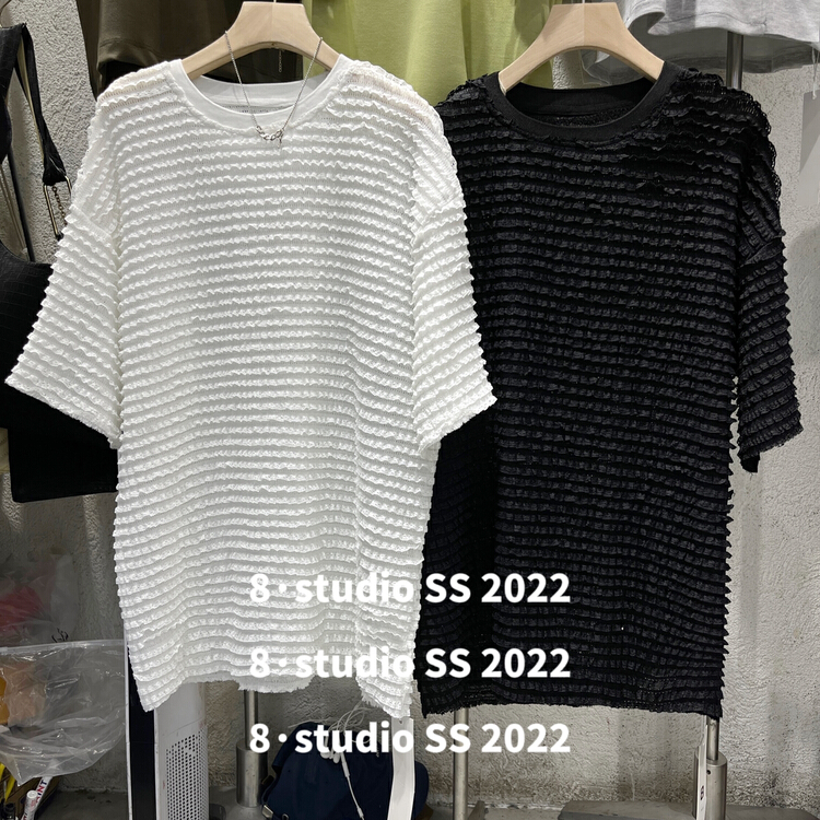 【8】 Simple lace solid short sleeve T-shirt 9809# XYY
