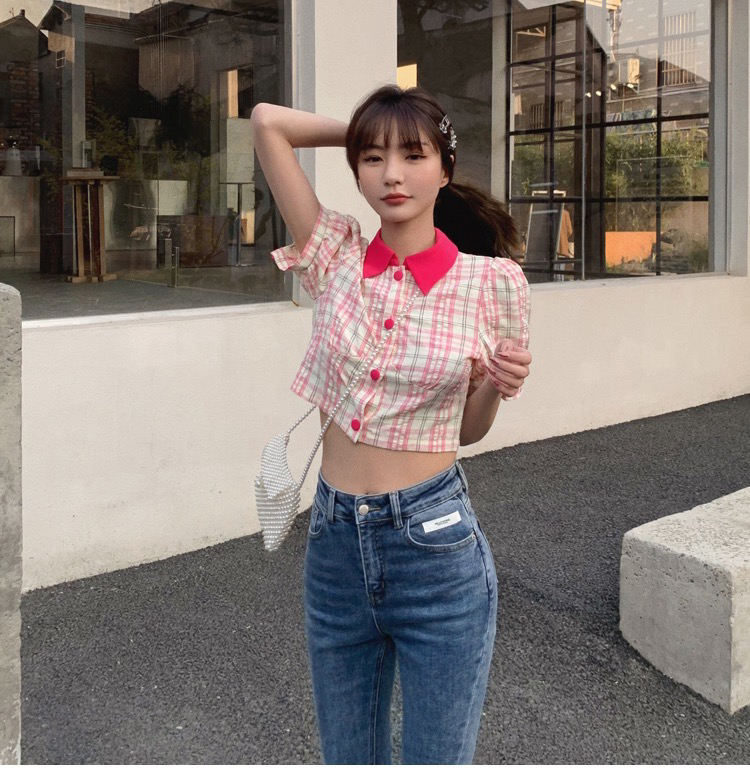 New year in early spring! [x · h studio] Korean Plaid versatile shirt 6600# ozq