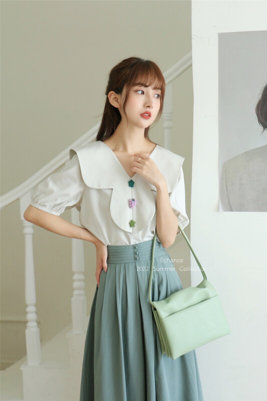 【ECHANCE】日系甜美別致翻領襯衫  2192#  LWY