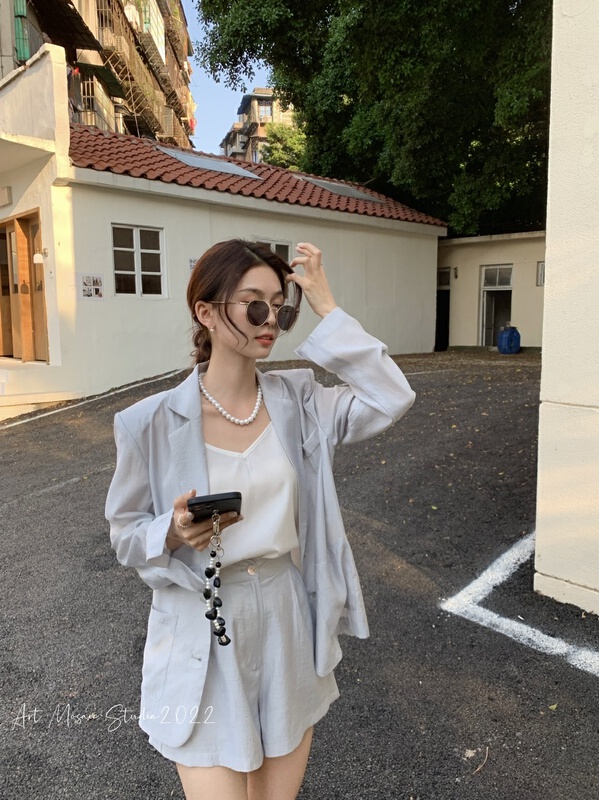 [retain] minimalist casual shirt + same color casual pants set 229032# lwy