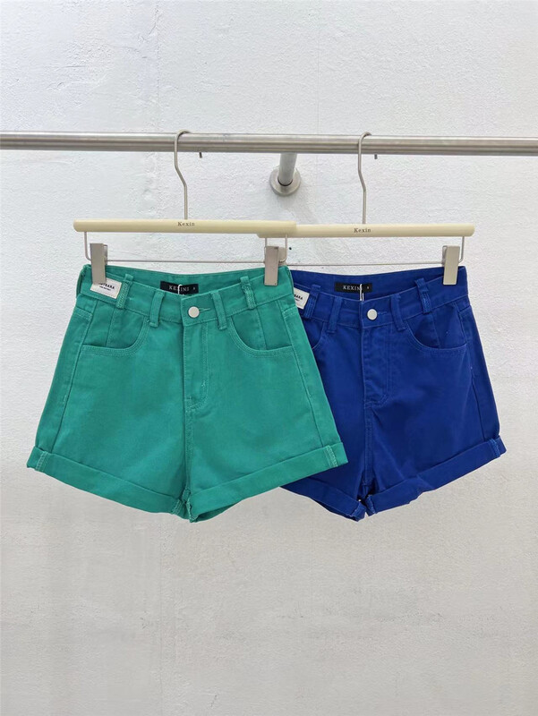 [Kexin] Korean high waist loose and versatile elastic free denim shorts 6122# LSL