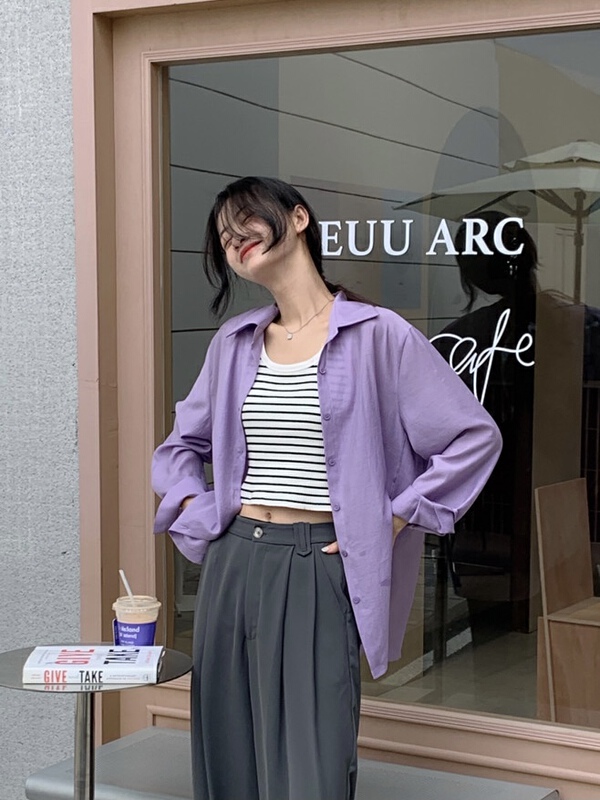 [Chennai] simple solid color medium length shirt a042# zxx