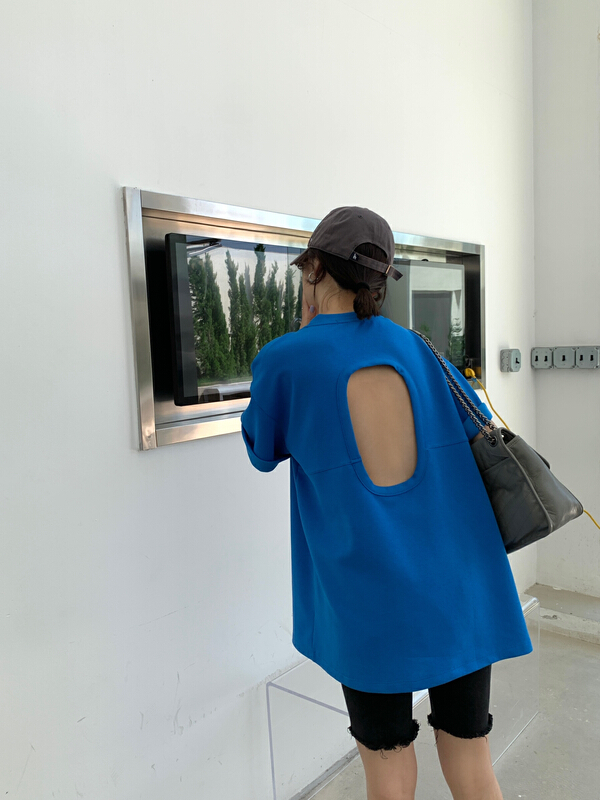 [11An] personalized backless loose short sleeve T-shirt a6539# LSL