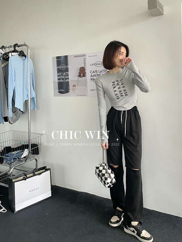 早春上新！【CHIC WIN】韓系顯瘦寬鬆破洞休閒褲  8002-1#  CSX