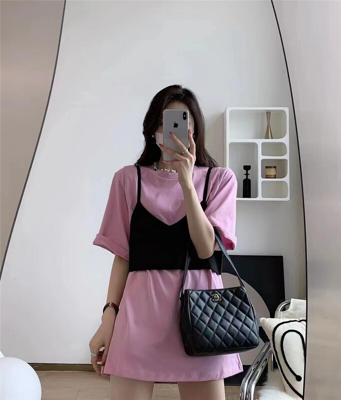 New in early summer! [OIT] V-neck suspender Vest + casual loose dress set 9063# HBx