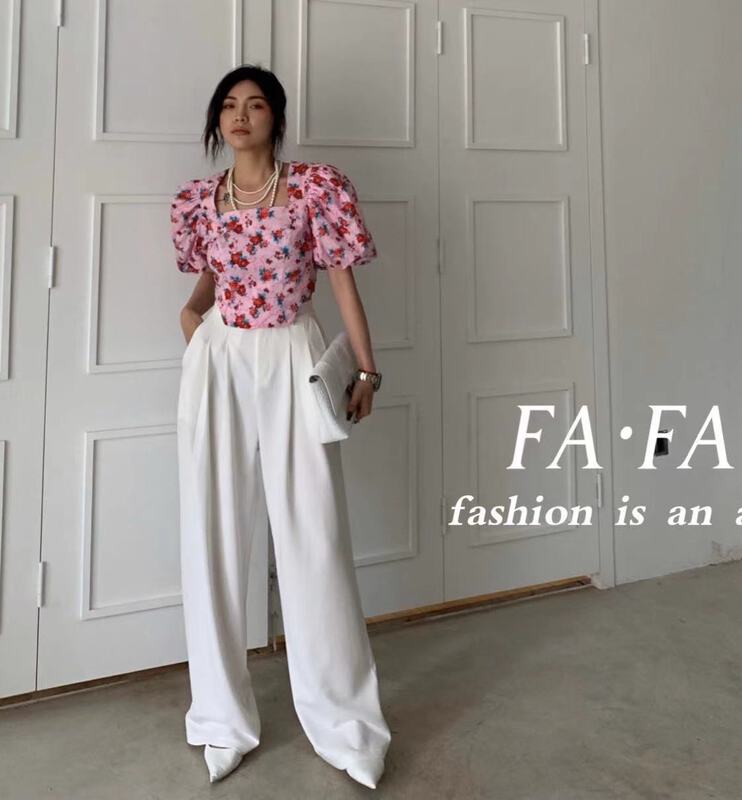 [Fafa] high waist straight tube slim trousers 16959# zxl
