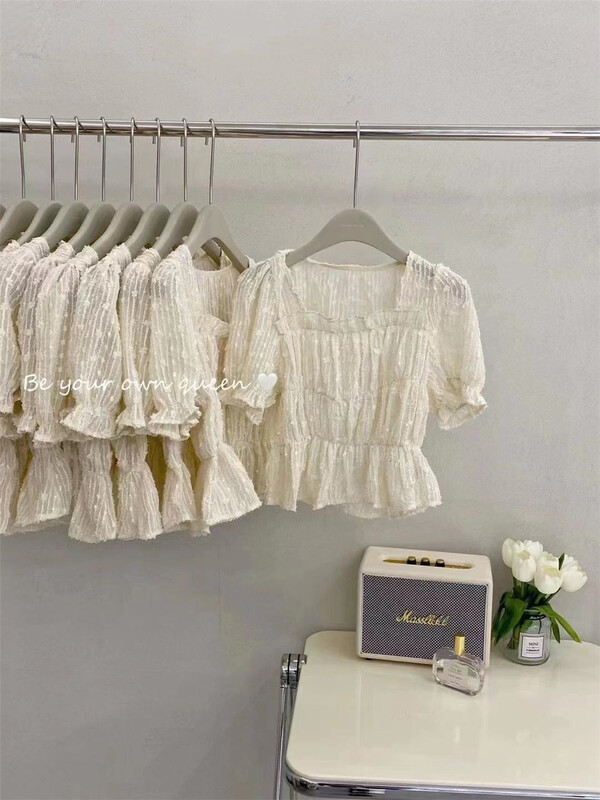 New in early summer! [Naikan Nik] Korean sweet square neck versatile shirt 9611# lwy