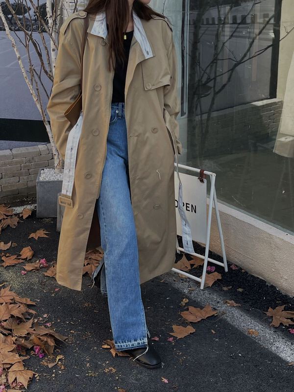 [sline by sline] design sense, personalized and versatile western style windbreaker (with belt) ys1-1001# zxl