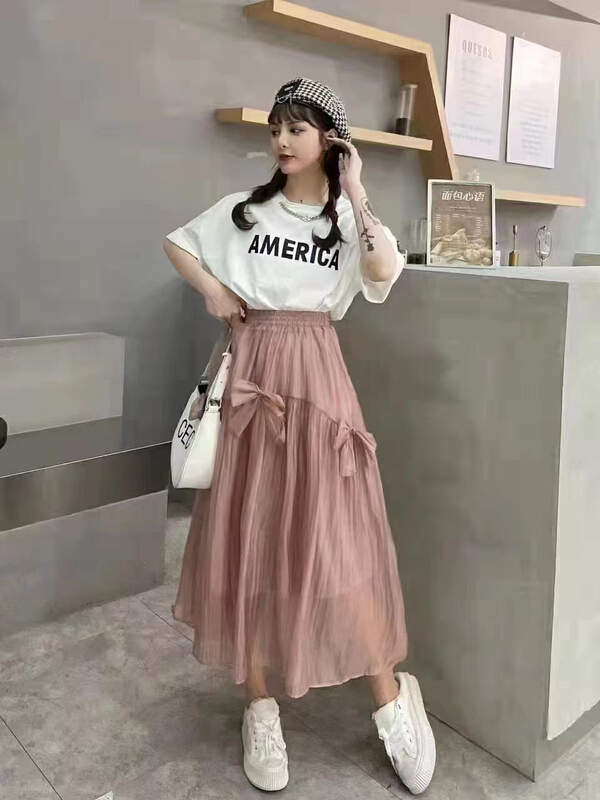 [Ming] sweet elastic waist mesh skirt 2216# LSW
