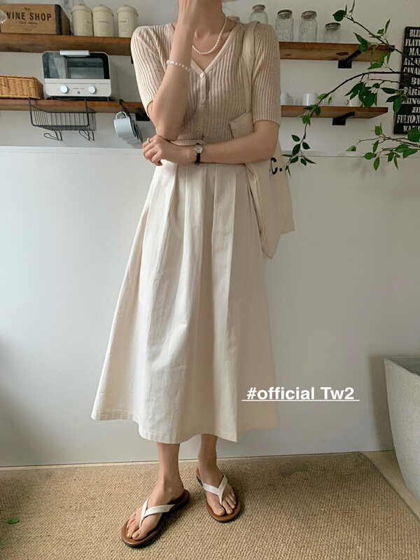 [TW2] Korean casual versatile high waist rubber elastic skirt 16276# HBx