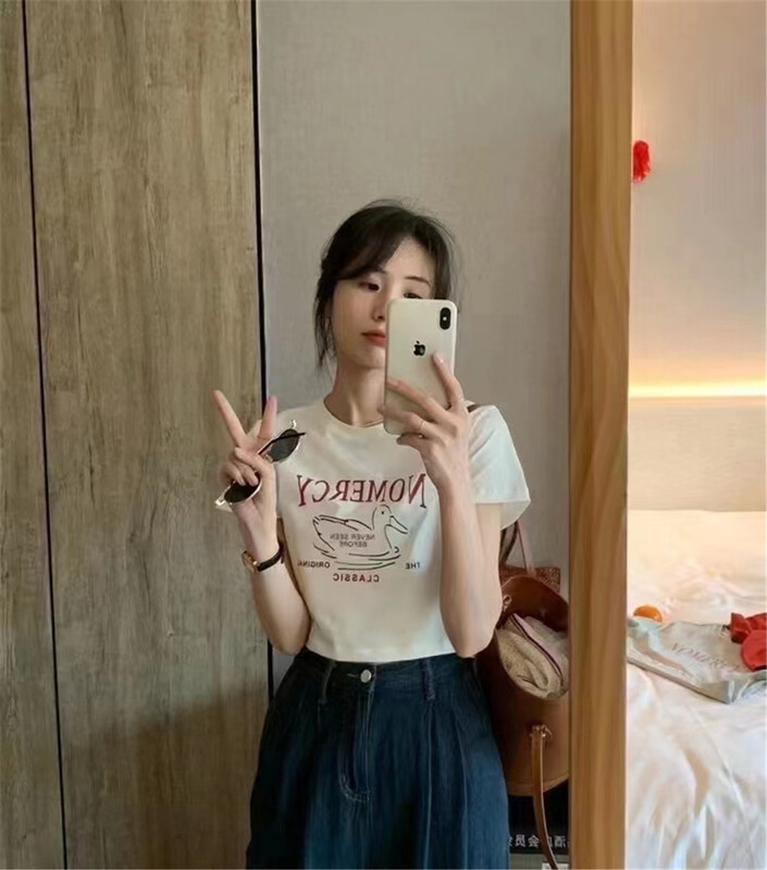 [after 18] Korean cartoon duckling short short sleeve T-shirt 555# zjy