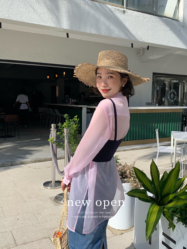 [new open] Korean simple and versatile perspective shirt gy22007# zxl