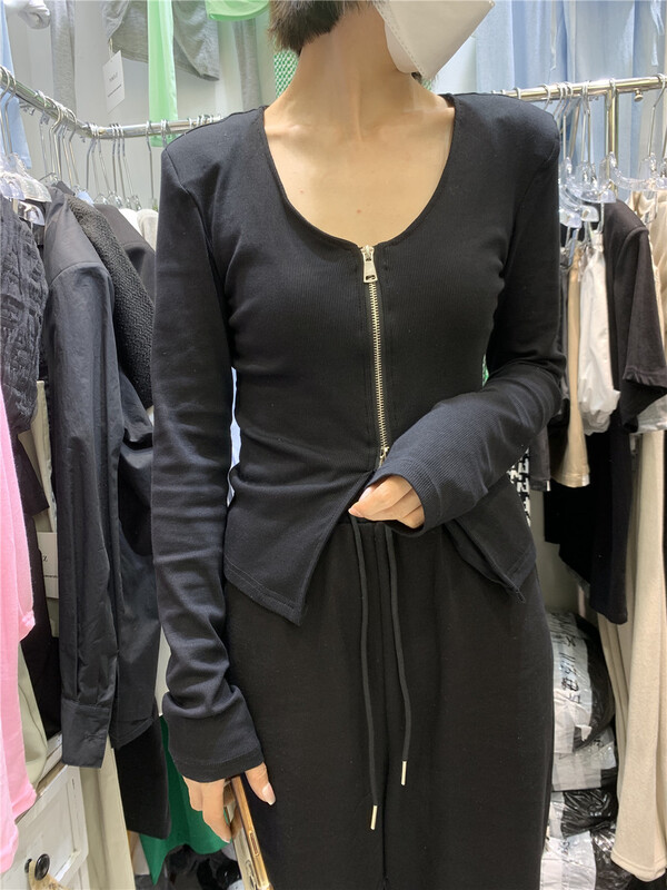 [toko. Z] Korean slim fitting zipper knitted cardigan 22112# cqw