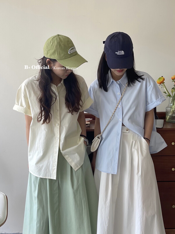 [B plus] Korean fashion simple short sleeve shirt 22-1302-2# HBx