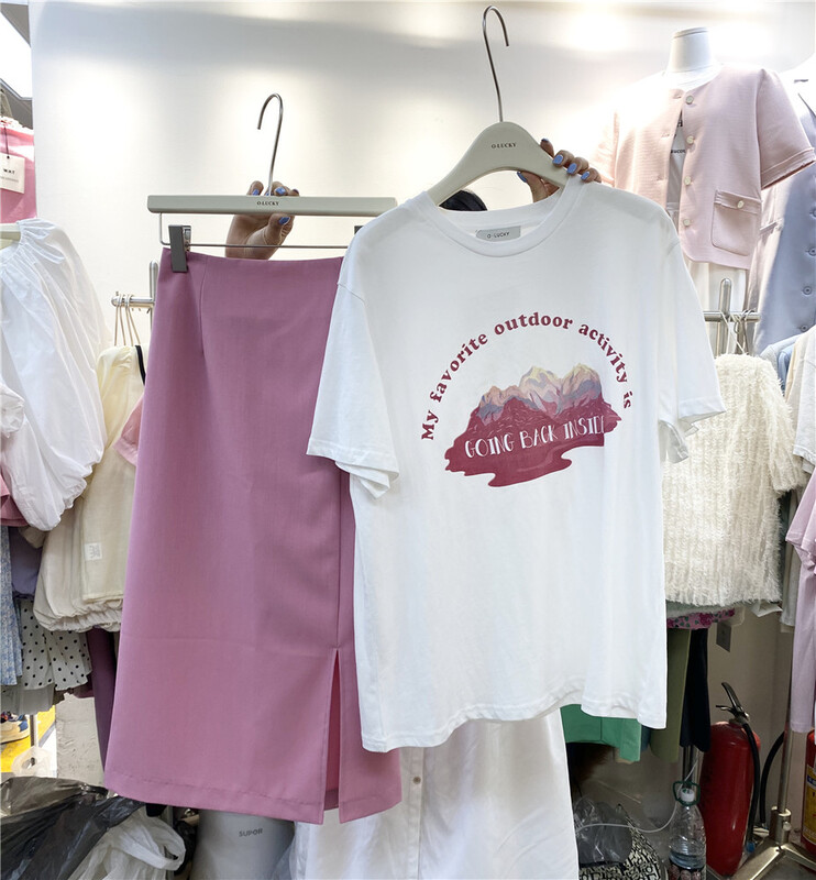 New in early summer! [o.lucky] Korean loose casual printed short sleeve T-shirt 1626# HBx