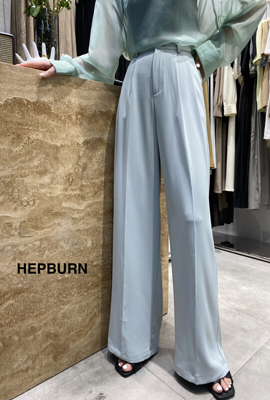 New in early summer! [Hepburn] high waist slim wide leg trousers 3679# L