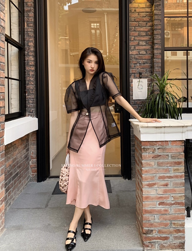[neihe] high waist design feeling solid color medium length skirt 11550# zxx