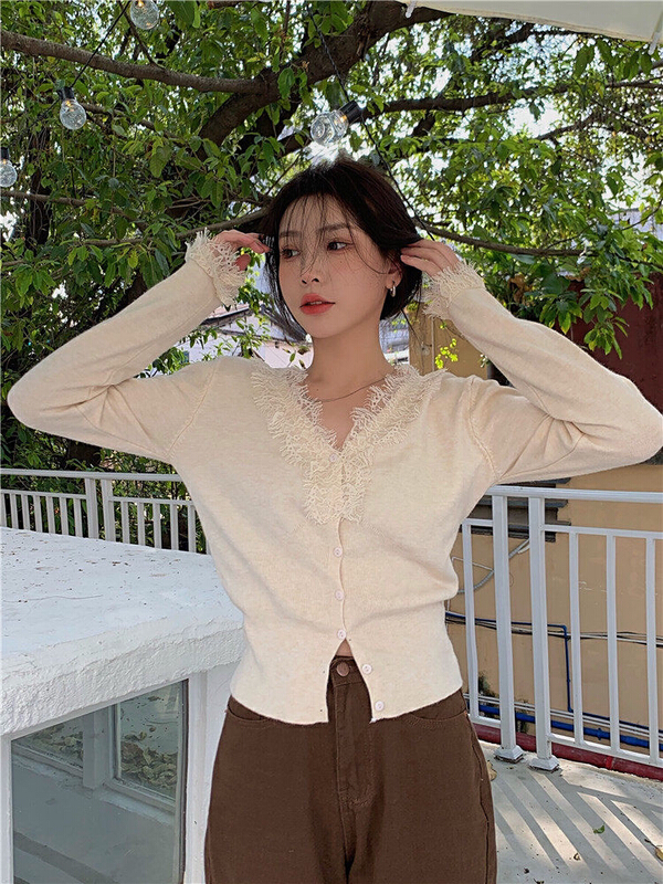 New year in early spring! [LML] fashion lady gentle V-neck single breasted sweater (only selling knitwear) a6337# ozq