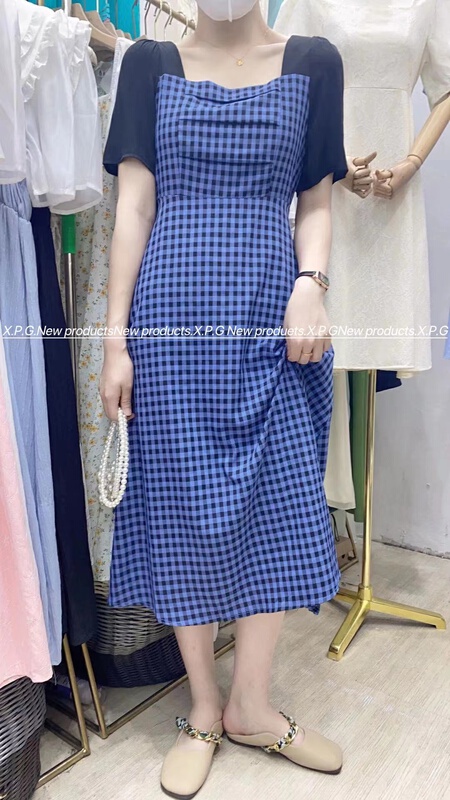 New in early summer! [x.p.g] sexy waist closing thin Plaid Dress 020555# hjy