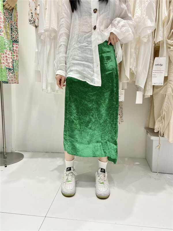 [nnbaby] vertical temperament acetic acid slim skirt wz1825# CLS