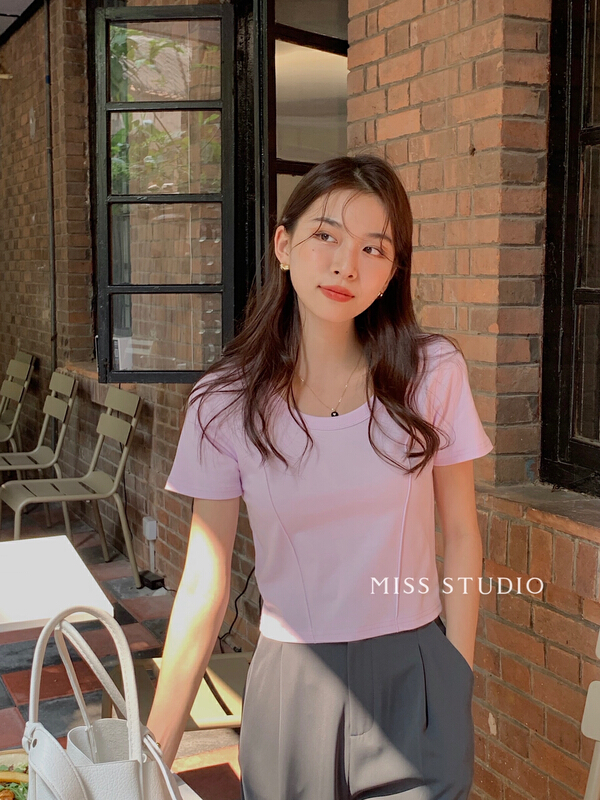 【MISS密思家】圓領韓版小眾時尚短袖T恤  Y8825#  ZJY