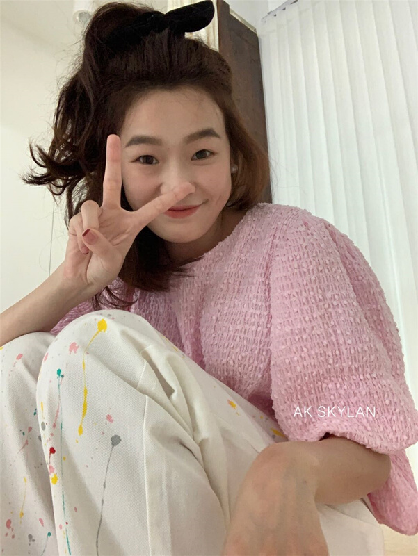 goods in stock! New in early summer! [A.K skylan] bubble sleeve simple and versatile blouse 82525# zxl