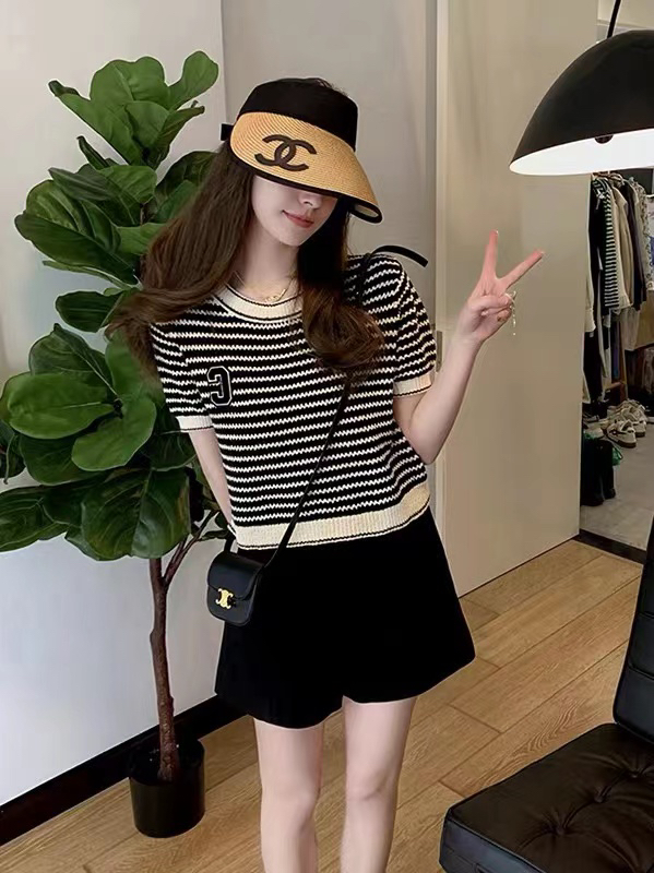 [are studio] simple and versatile crew neck striped T-shirt 81176# zxx