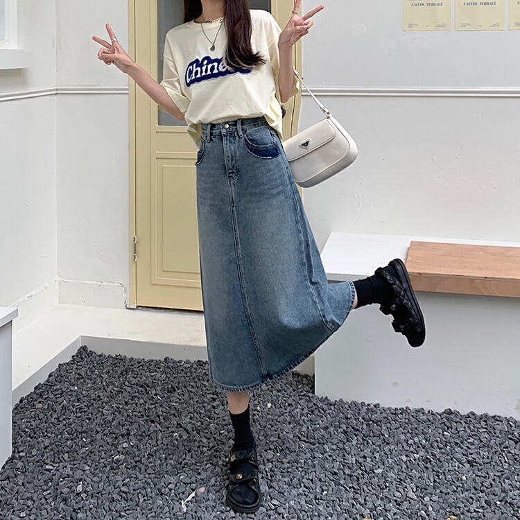 New year in early spring! [AI x2 denim] fashionable and versatile simple denim skirt 6112# hjy