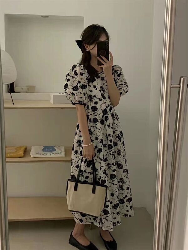 [RS] Korean style vintage floral lace up dress rs1609# XYY