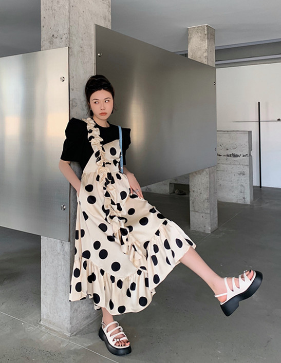 [Penny vogue] irregular lady polka dot dress 65855# LSL