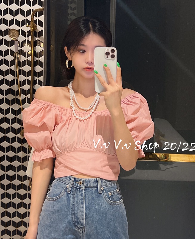 [v.v] sweet temperament short bandage design blouse 7216# cqw