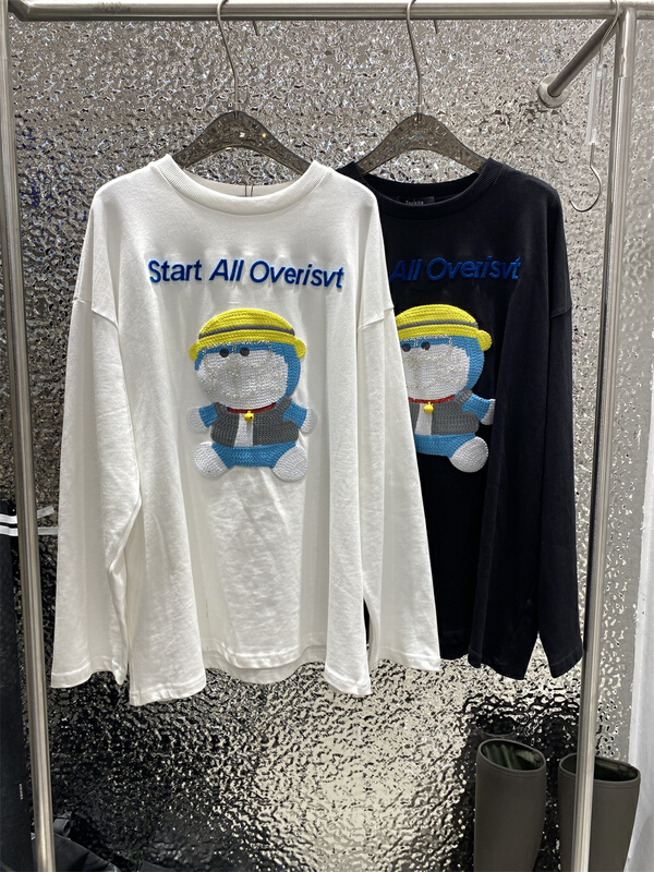 New year in early spring! [tagkita] Doraemon flocked long sleeve T-shirt 2137# ozq
