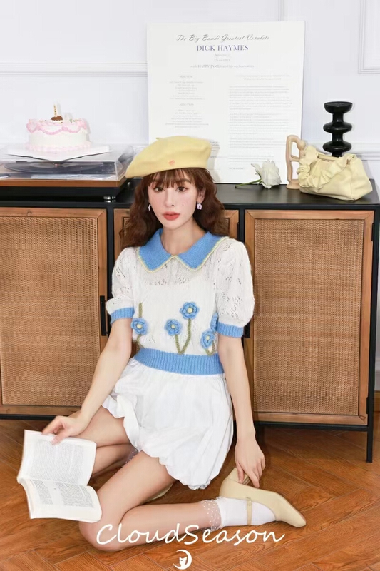 New year in early spring! [pan] design sense of minority flower fashion foreign style sweater 00284# PCZ