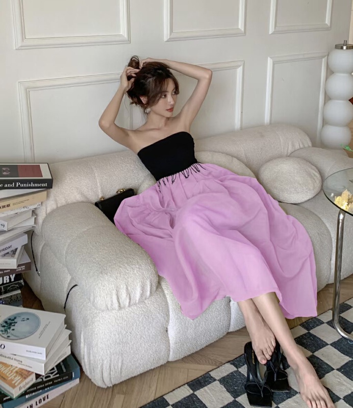 New year in early spring! [Joyce stang] celebrity style Strapless color matching dress 097# JJ