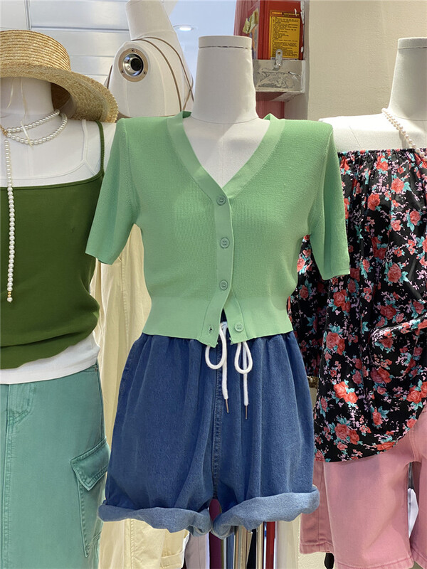 New in early summer! [double seven] Korean simple short sleeve sweater ys1-85119# zxx